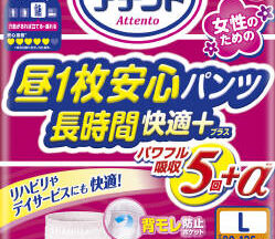 アテント 昼1枚安心パンツ 長時間快適プラス Lサイズ女性用